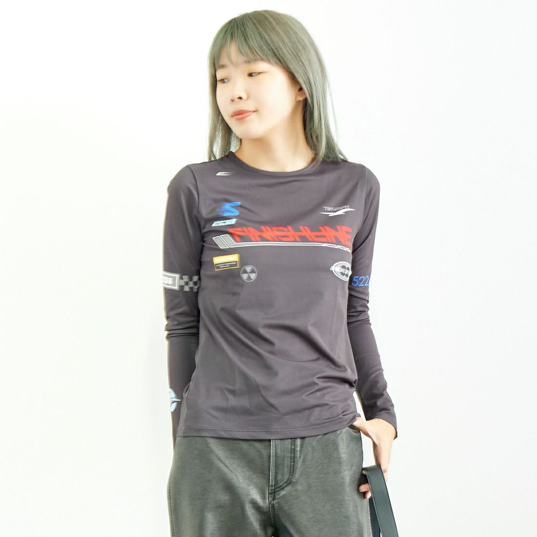 MAISON SPECIAL [メゾンスペシャル] FinishLINE スキントップス [21242415309] C.GRY &&モデル身長：167cm 着用サイズ：F&&