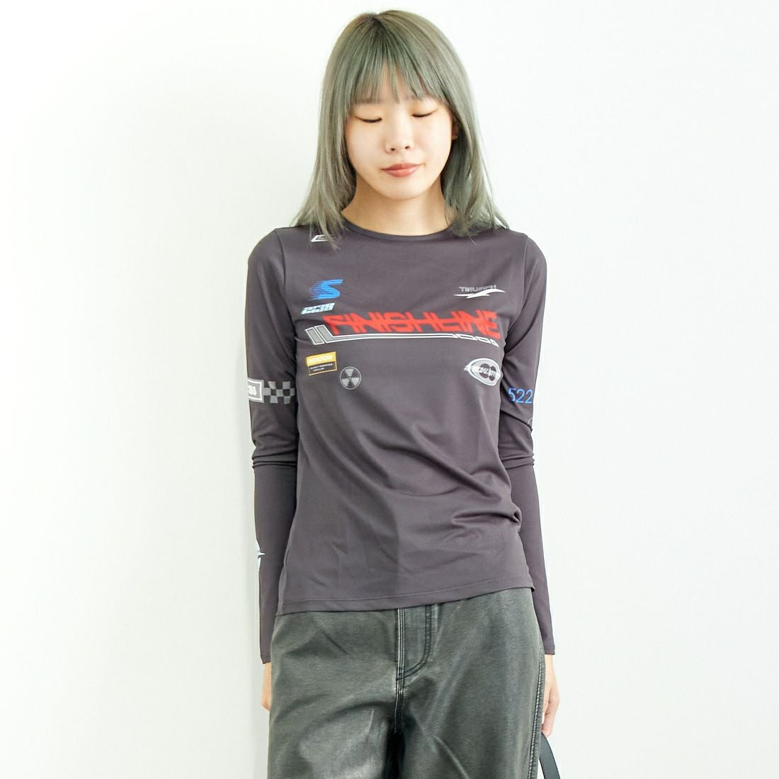 MAISON SPECIAL [メゾンスペシャル] FinishLINE スキントップス [21242415309] C.GRY &&モデル身長：167cm 着用サイズ：F&&
