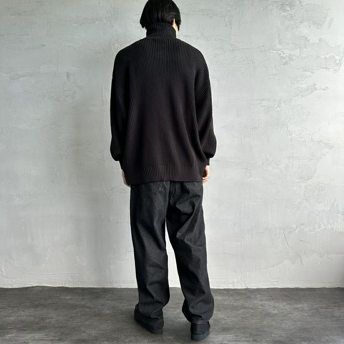 U.S.POLO ASSN. [ユーエスポロアッスン] 別注 ワンポイントロゴ刺繍 ドライバーズニットカーディガン [PLM43409IN-JF] ﾌﾞﾗｯｸ&&モデル身長：179cm 着用サイズ：XL&&