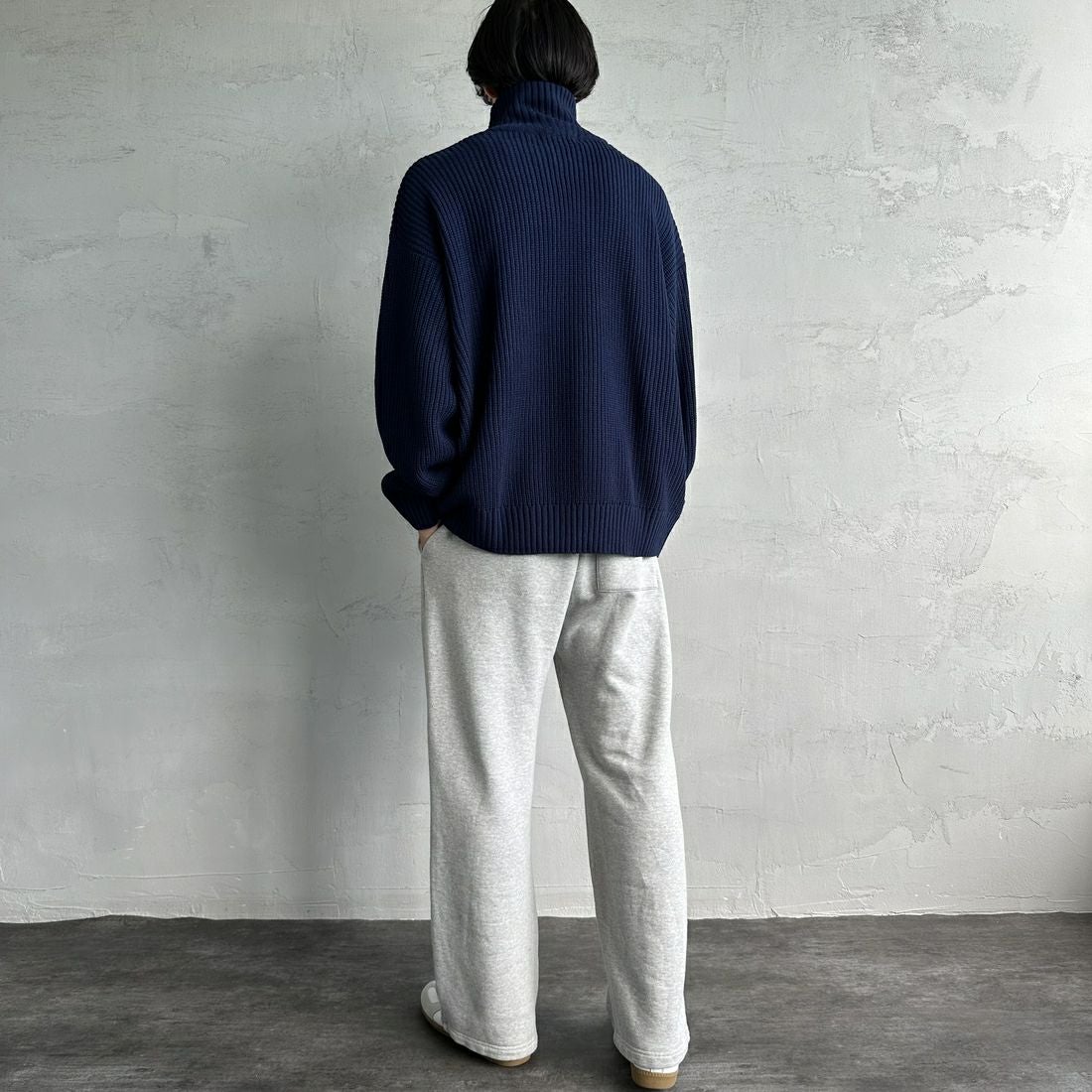 U.S.POLO ASSN. [ユーエスポロアッスン] 別注 ワンポイントロゴ刺繍 ドライバーズニットカーディガン [PLM43409IN-JF] ﾈｲﾋﾞｰ&&モデル身長：179cm 着用サイズ：L&&