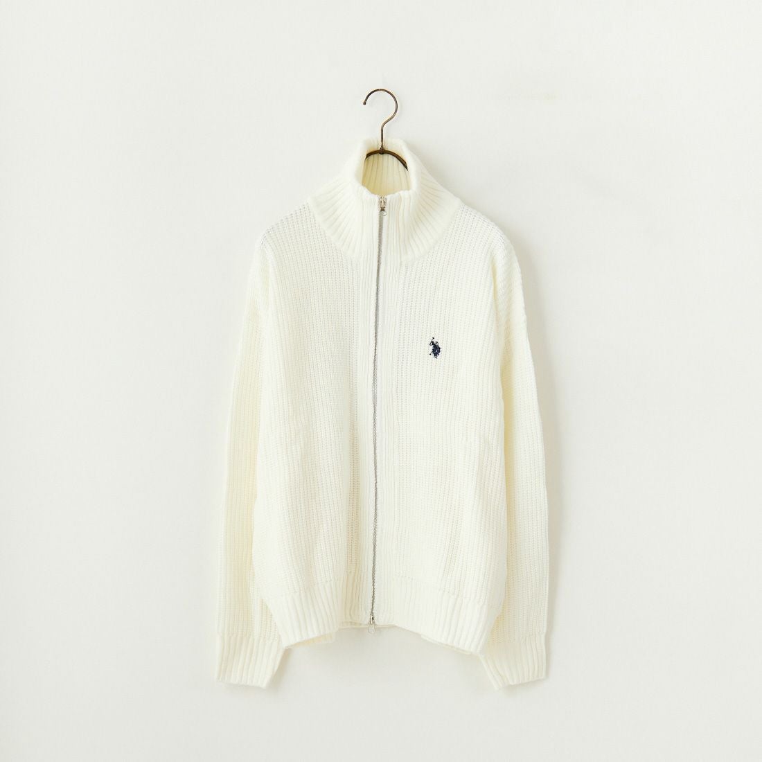 U.S.POLO ASSN. [ユーエスポロアッスン] 別注 ワンポイントロゴ刺繍 ドライバーズニットカーディガン [PLM43409IN-JF] ｵﾌﾎﾜｲﾄ