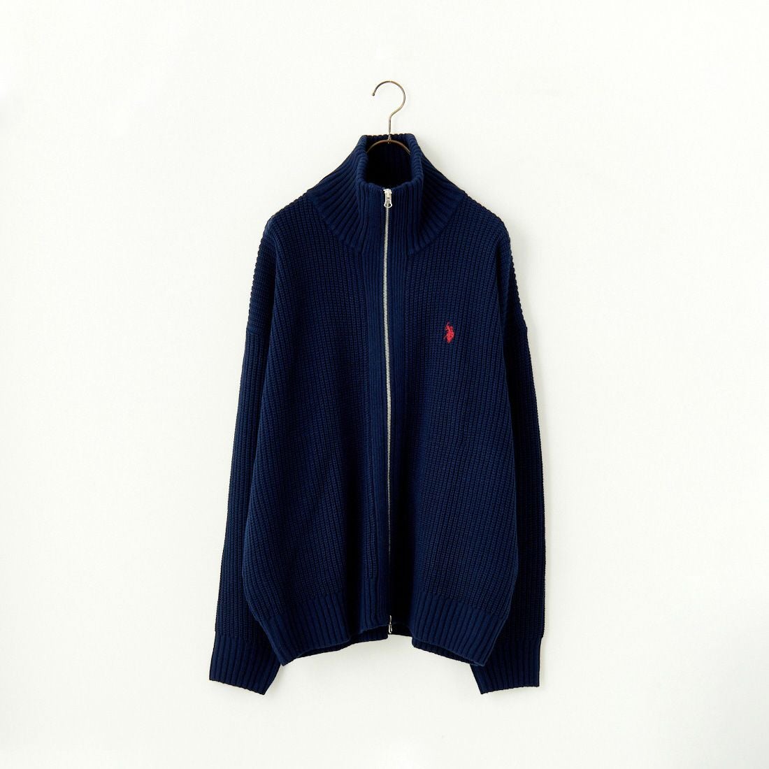 U.S.POLO ASSN. [ユーエスポロアッスン] 別注 ワンポイントロゴ刺繍 ドライバーズニットカーディガン [PLM43409IN-JF] ﾈｲﾋﾞｰ