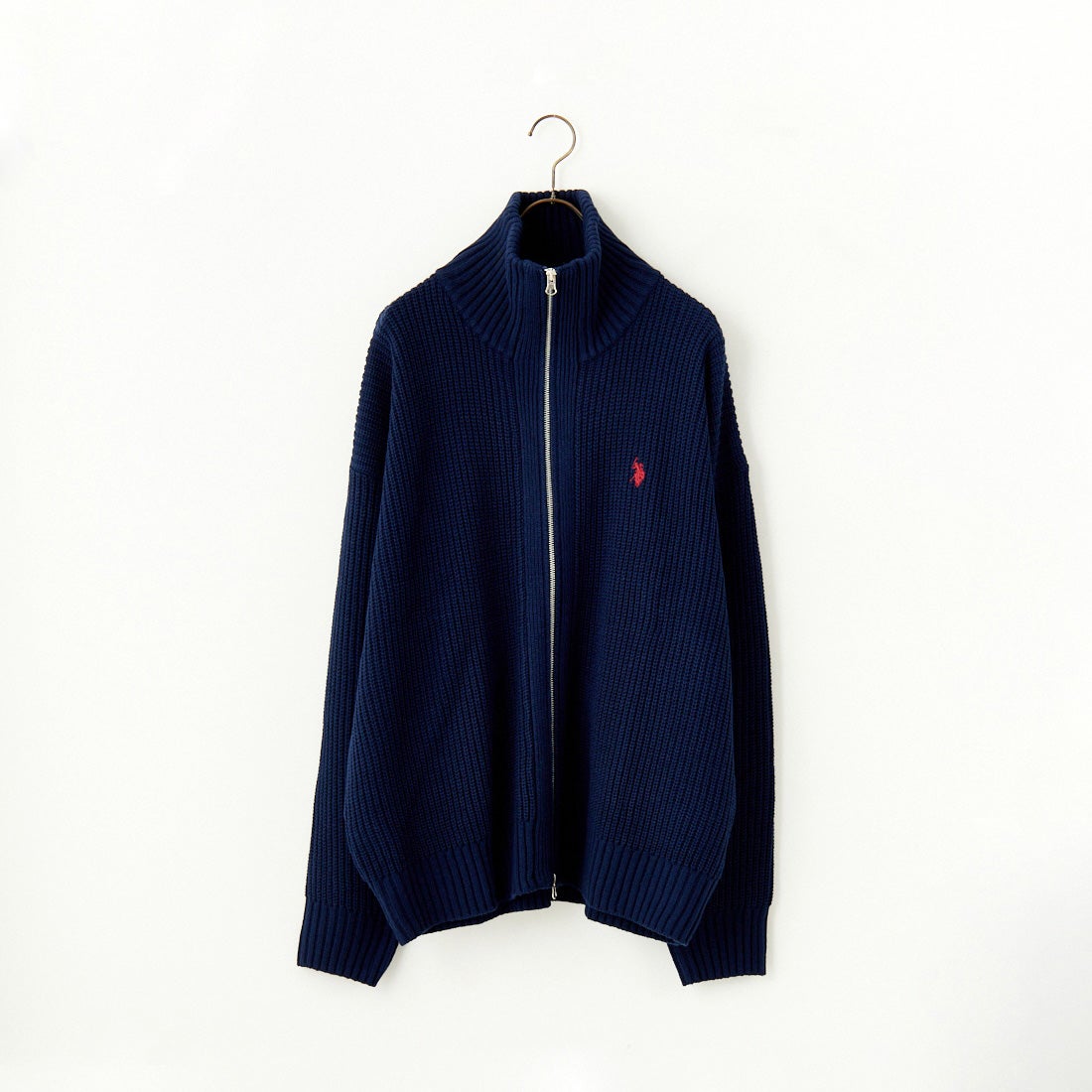 U.S.POLO ASSN. [ユーエスポロアッスン] 別注 ワンポイントロゴ刺繍 ドライバーズニットカーディガン [PLM43409IN-JF] ﾈｲﾋﾞｰ