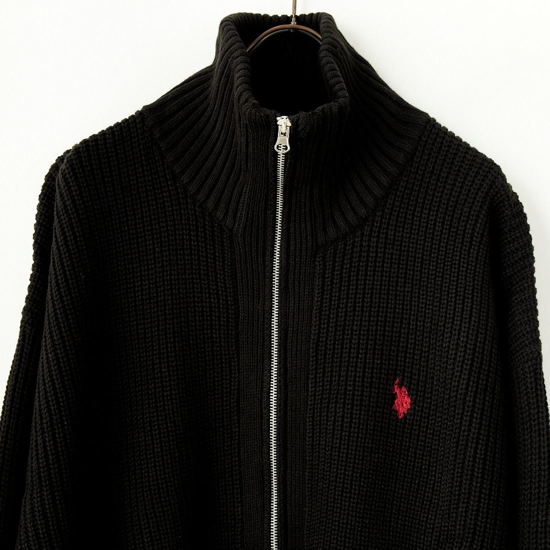 U.S.POLO ASSN. [ユーエスポロアッスン] 別注 ワンポイントロゴ刺繍 ドライバーズニットカーディガン [PLM43409IN-JF] ﾌﾞﾗｯｸ