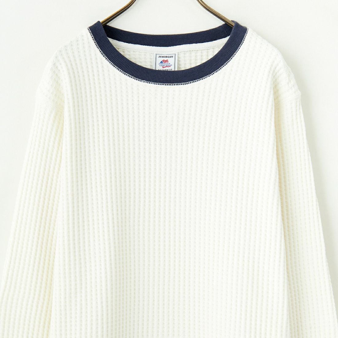 JE MORGAN [ジェイイーモーガン] ビッグワッフルクルーネックシャツ [JB001-52C] 03 O.WH/NV