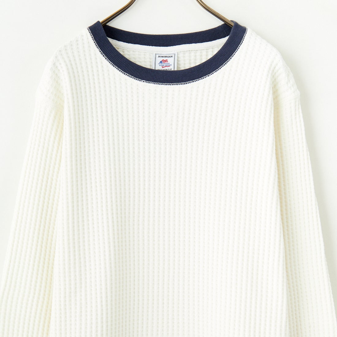 JE MORGAN [ジェイイーモーガン] ビッグワッフルクルーネックシャツ [JB001-52C] 03 O.WH/NV