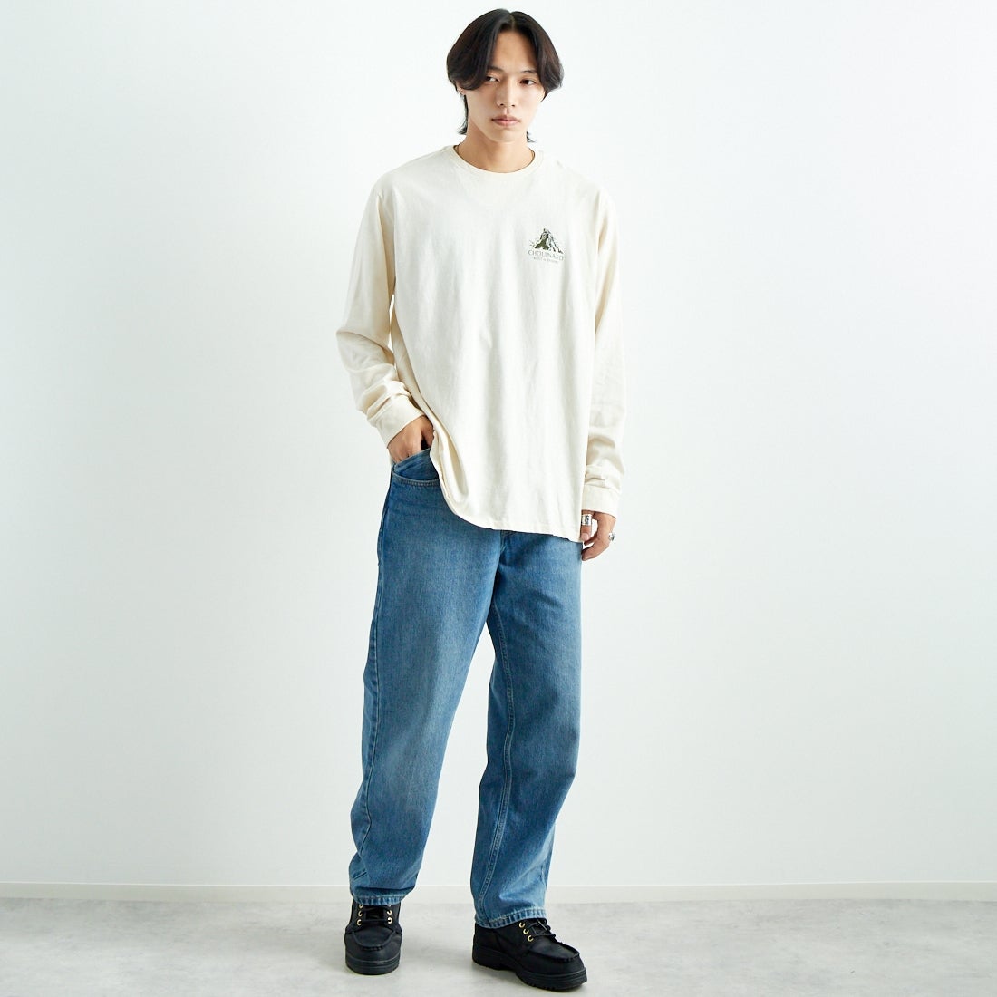 patagonia [パタゴニア] メンズ シュイナードクレスト レスポンシビリティーTシャツ [37779] BCW &&モデル身長：179cm 着用サイズ：L&&