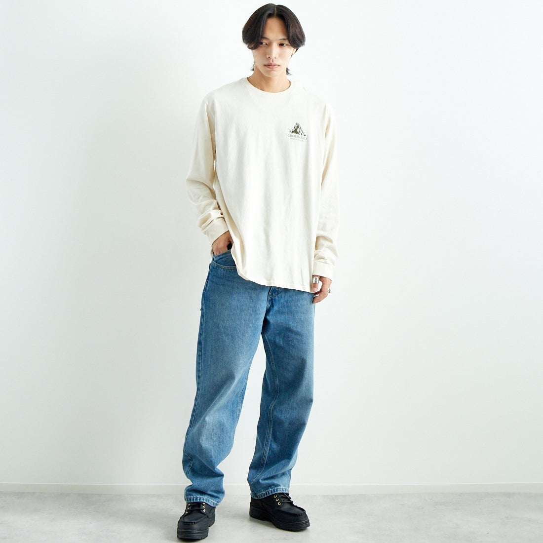 patagonia [パタゴニア] メンズ シュイナードクレスト レスポンシビリティーTシャツ [37779] BCW &&モデル身長：179cm 着用サイズ：L&&