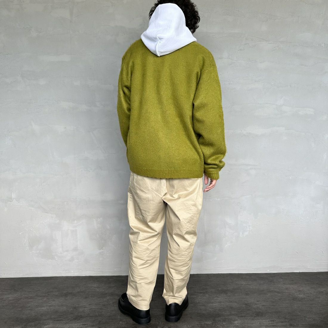 THE FOX [ザフォックス] 別注 シャギーモヘアカーディガン [PN24F010-JF] GREEN &&モデル身長：173cm 着用サイズ：M&&