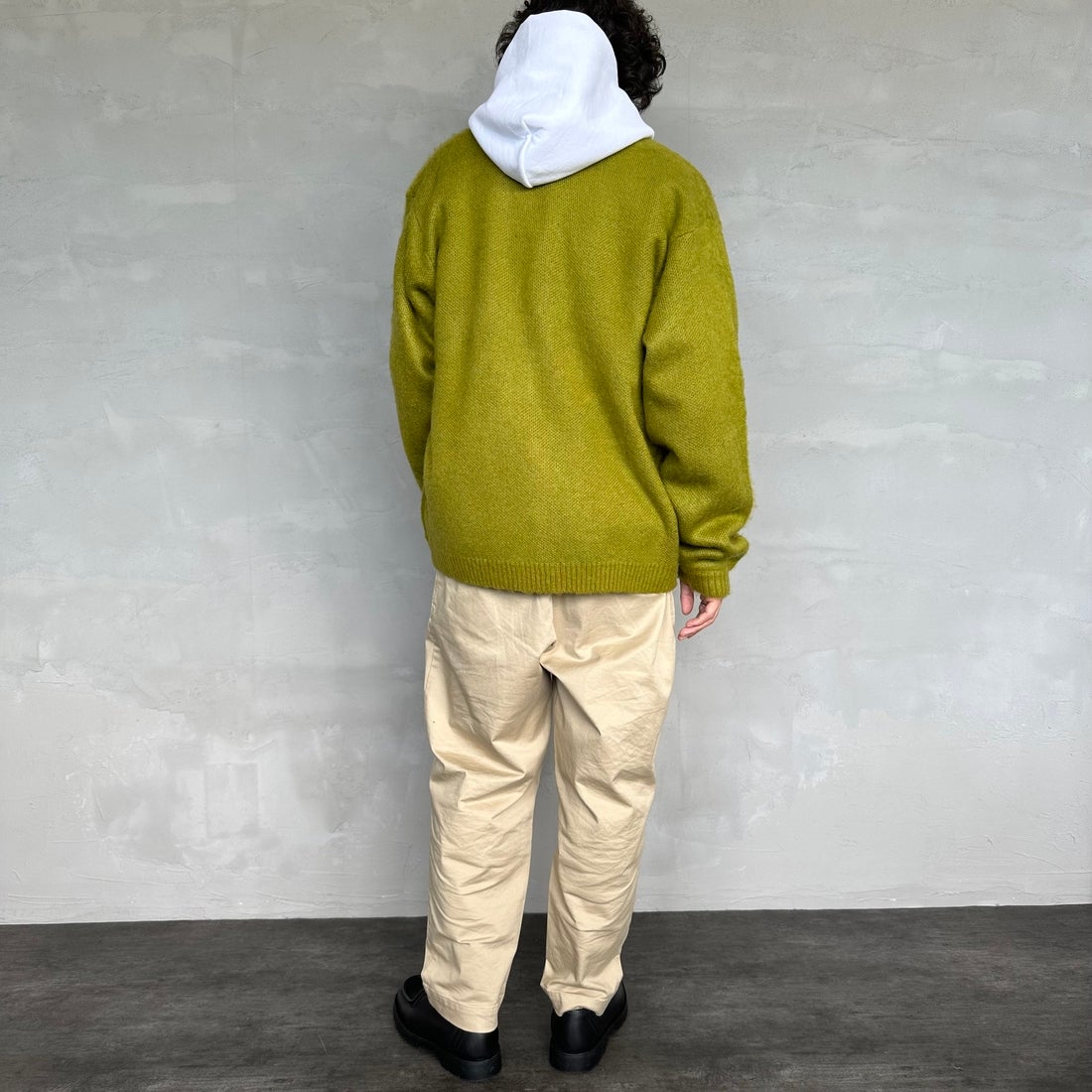 THE FOX [ザフォックス] 別注 シャギーモヘアカーディガン [PN24F010-JF] GREEN &&モデル身長：173cm 着用サイズ：M&&