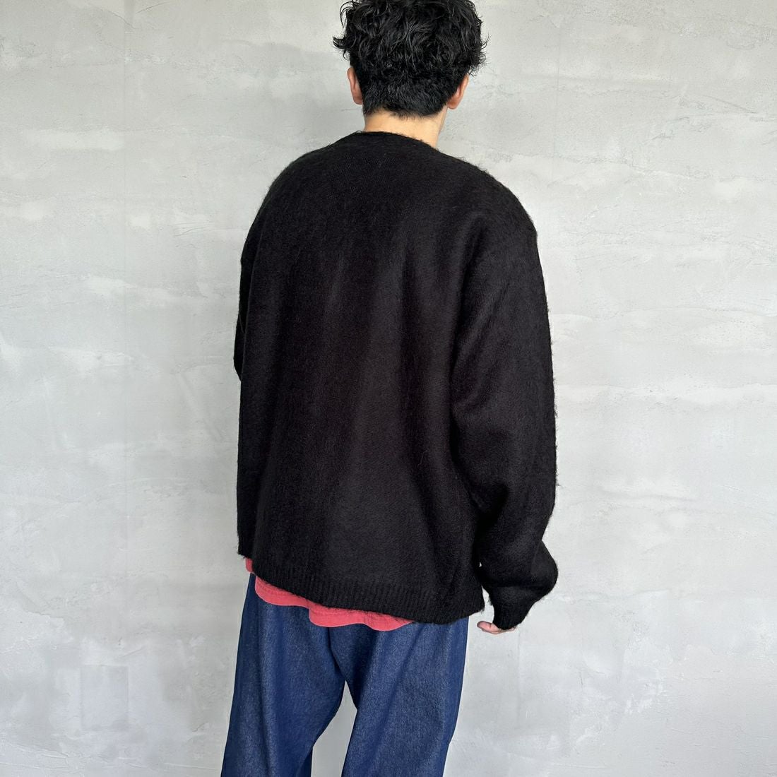 THE FOX [ザフォックス] 別注 シャギーモヘアカーディガン [PN24F010-JF] BLACK &&モデル身長：168cm 着用サイズ：M&&