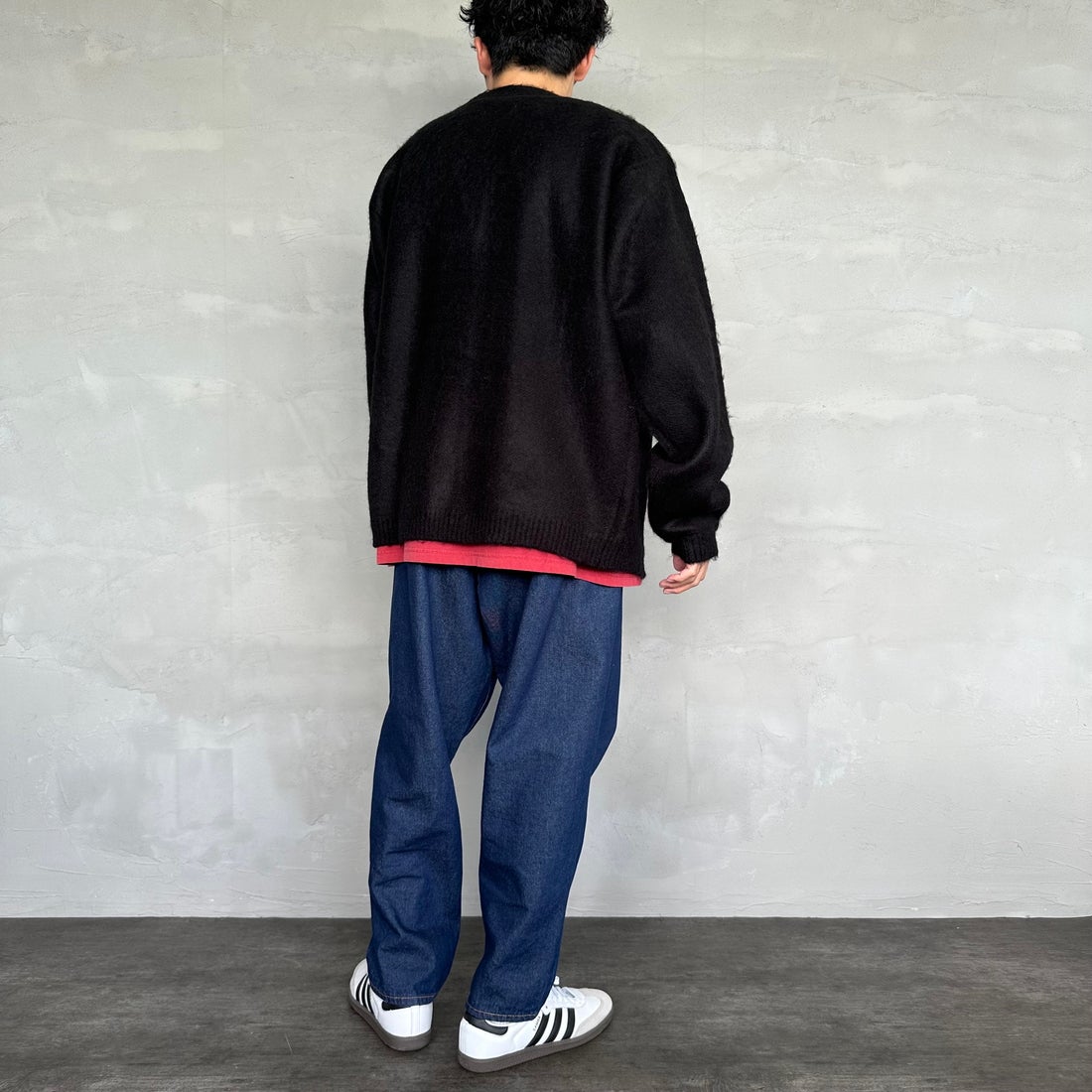 THE FOX [ザフォックス] 別注 シャギーモヘアカーディガン [PN24F010-JF] BLACK &&モデル身長：168cm 着用サイズ：M&&
