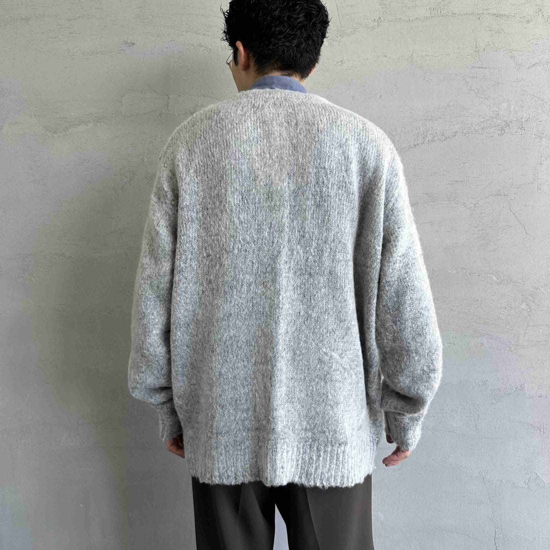 THE FOX [ザフォックス] 別注 シャギーモヘアカーディガン [PN24F010-JF] GREY &&モデル身長：168cm 着用サイズ：L&&