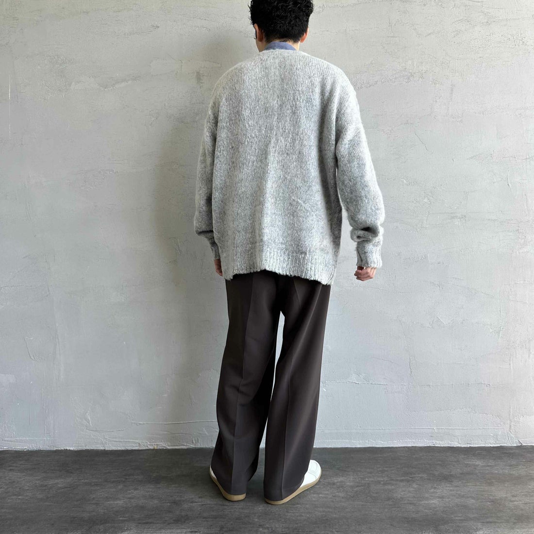 THE FOX [ザフォックス] 別注 シャギーモヘアカーディガン [PN24F010-JF] GREY &&モデル身長：168cm 着用サイズ：L&&