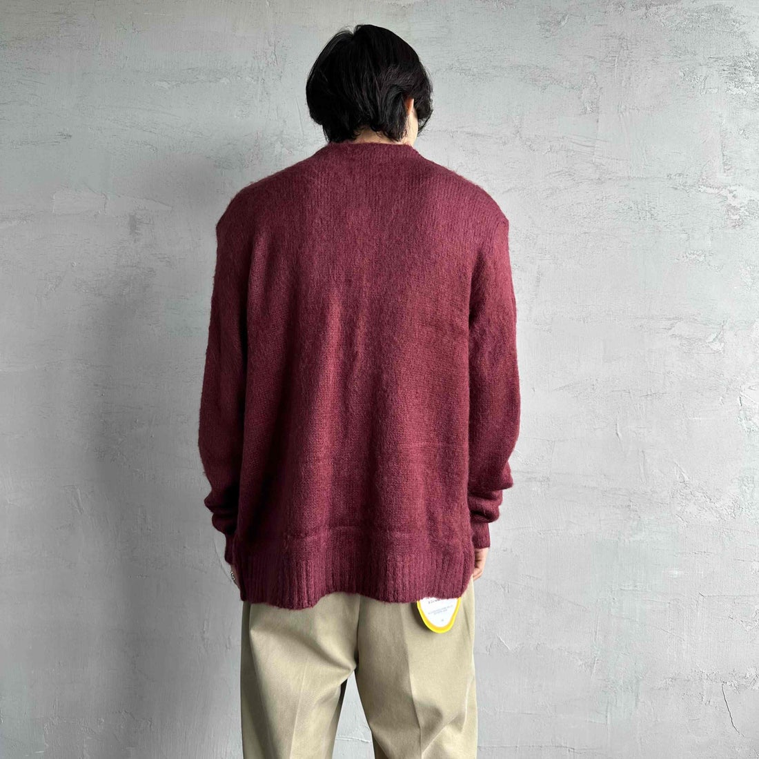 THE FOX [ザフォックス] 別注 シャギーモヘアカーディガン [PN24F010-JF] BURGUNDY &&モデル身長：179cm 着用サイズ：L&&