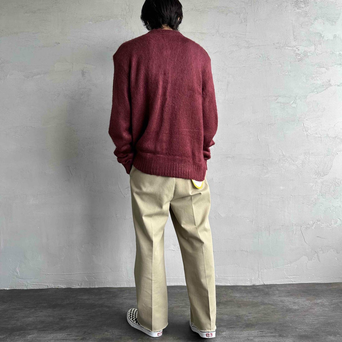 THE FOX [ザフォックス] 別注 シャギーモヘアカーディガン [PN24F010-JF] BURGUNDY &&モデル身長：179cm 着用サイズ：L&&