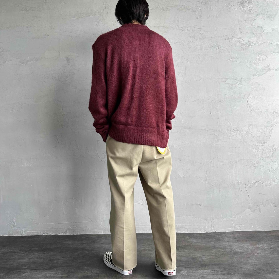 THE FOX [ザフォックス] 別注 シャギーモヘアカーディガン [PN24F010-JF] BURGUNDY &&モデル身長：179cm 着用サイズ：L&&