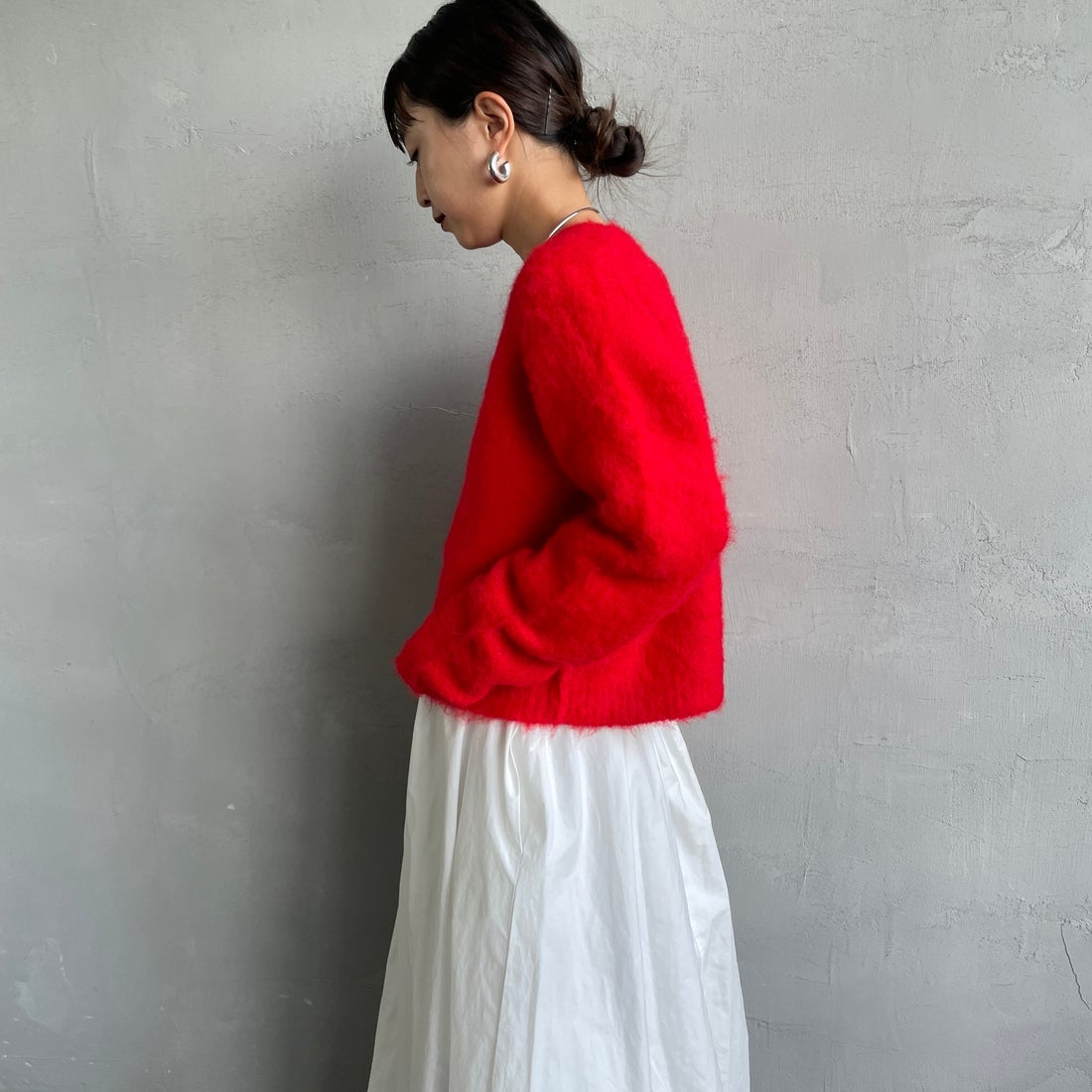 Gymphlex [ジムフレックス] クルーネック ショートカーディガン [GY-D0098SGK] CARMINE RE &&モデル身長：150cm 着用サイズ：14&&