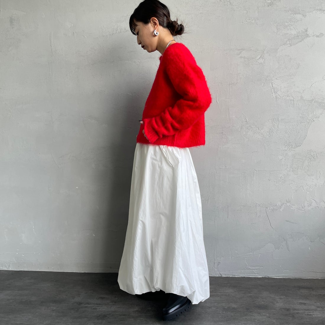 Gymphlex [ジムフレックス] クルーネック ショートカーディガン [GY-D0098SGK] CARMINE RE &&モデル身長：150cm 着用サイズ：14&&