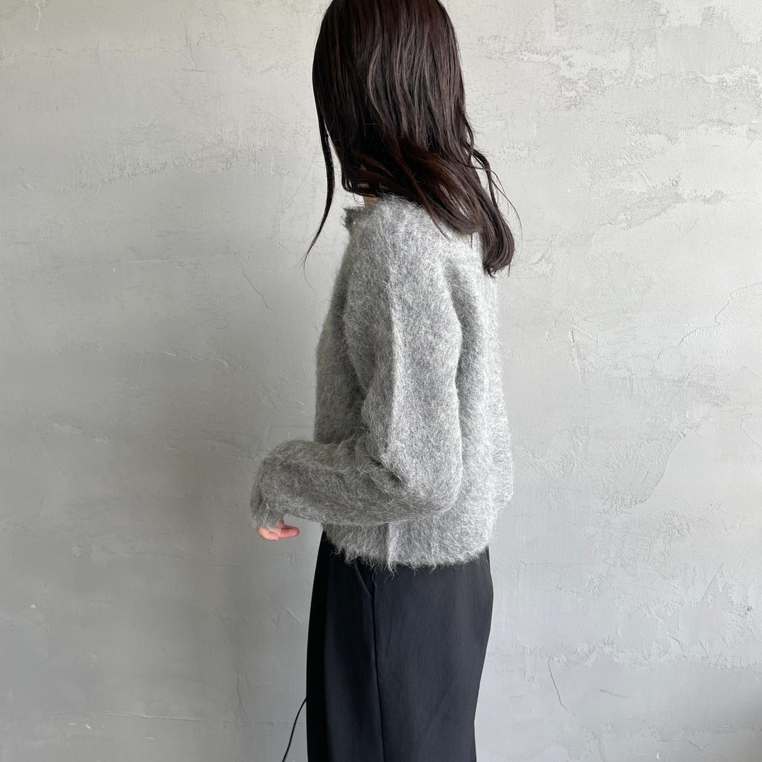 Gymphlex [ジムフレックス] クルーネック ショートカーディガン [GY-D0098SGK] TOP GREY &&モデル身長：160cm 着用サイズ：14&&