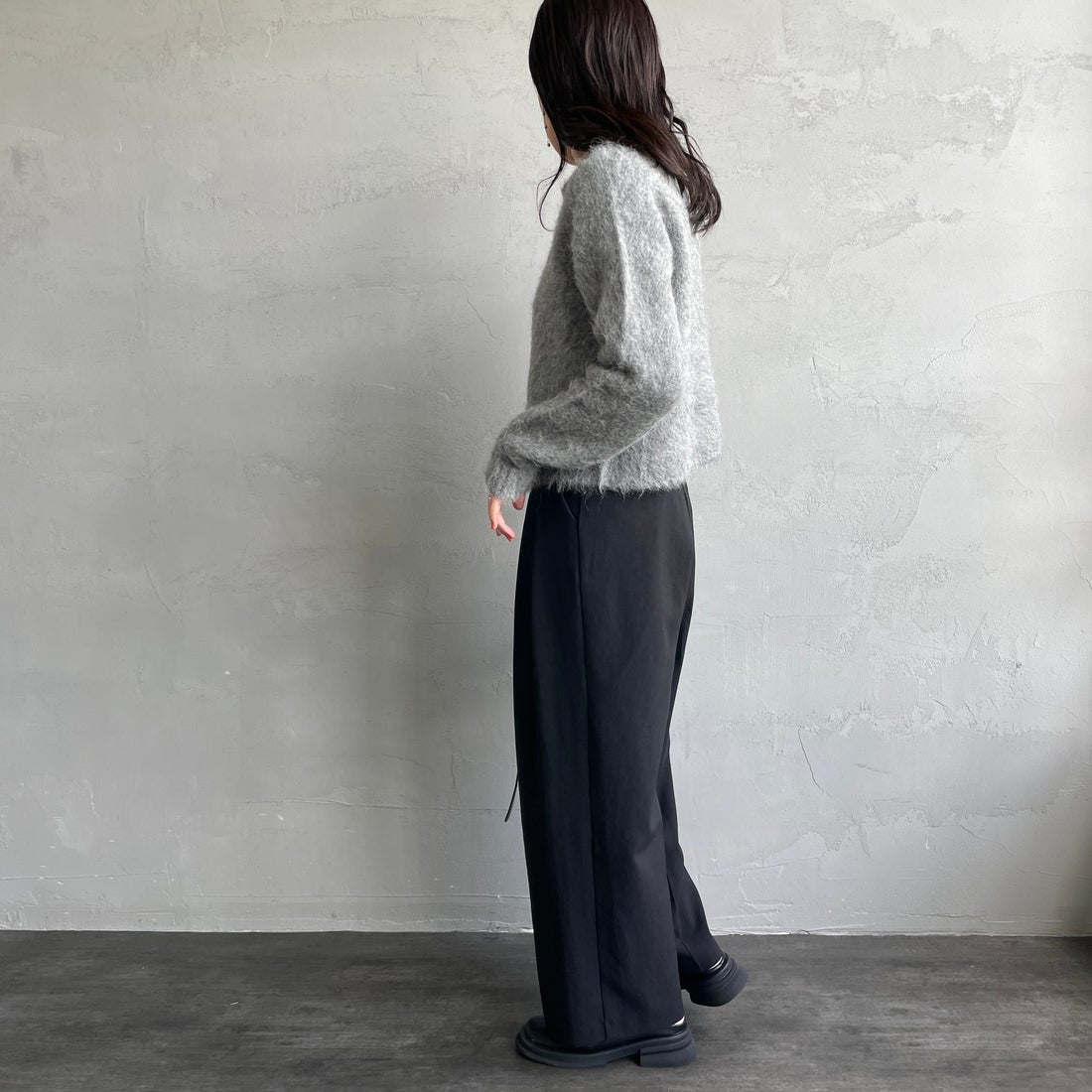 Gymphlex [ジムフレックス] クルーネック ショートカーディガン [GY-D0098SGK] TOP GREY &&モデル身長：160cm 着用サイズ：14&&