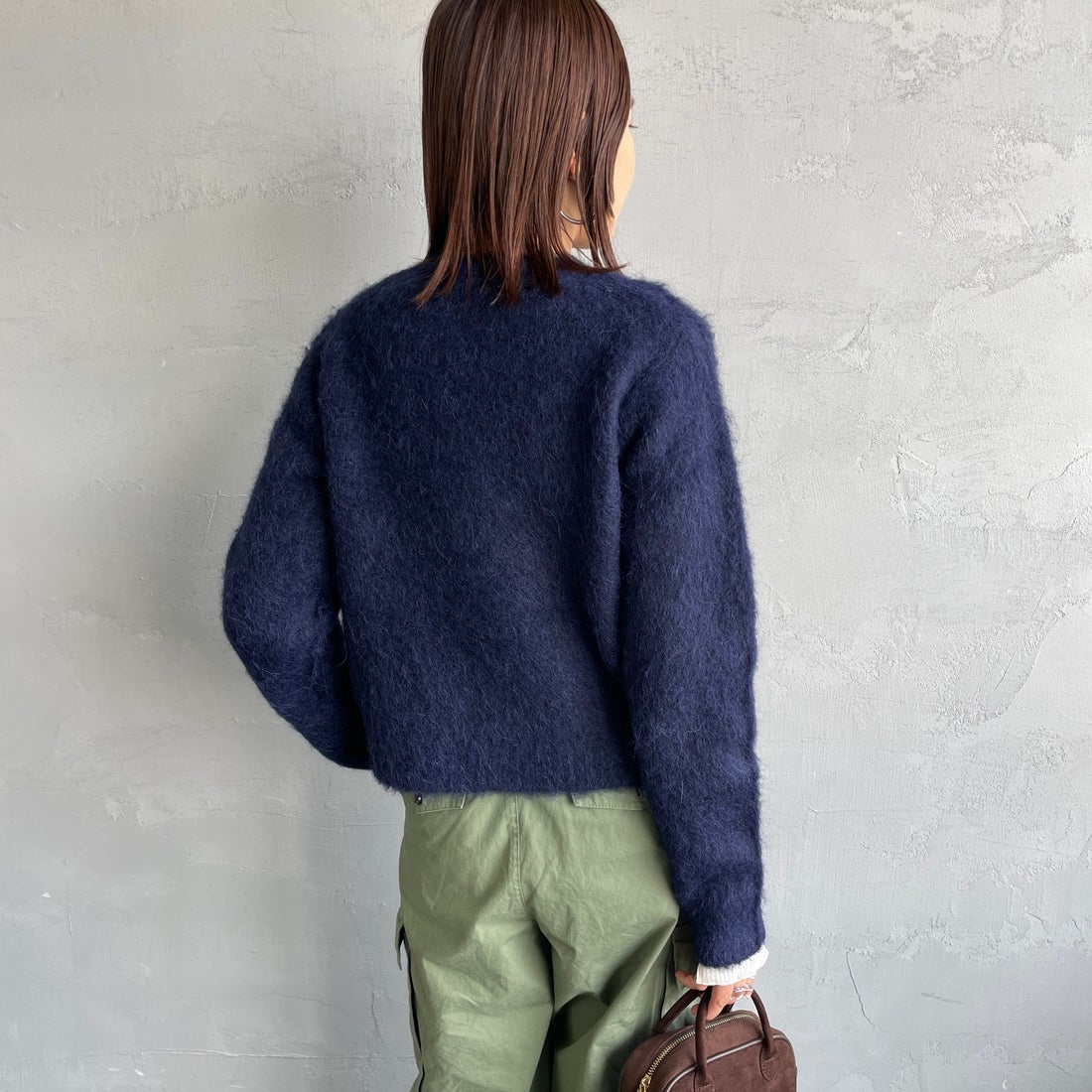 Gymphlex [ジムフレックス] クルーネック ショートカーディガン [GY-D0098SGK] DK.NAVY &&モデル身長：159cm 着用サイズ：14&&