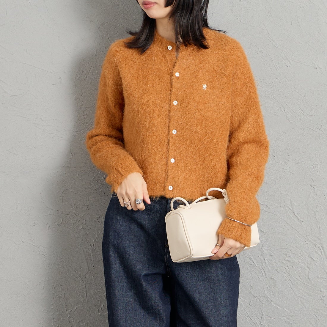 Gymphlex [ジムフレックス] クルーネック ショートカーディガン [GY-D0098SGK] ORANGE &&モデル身長：162cm 着用サイズ：14&&