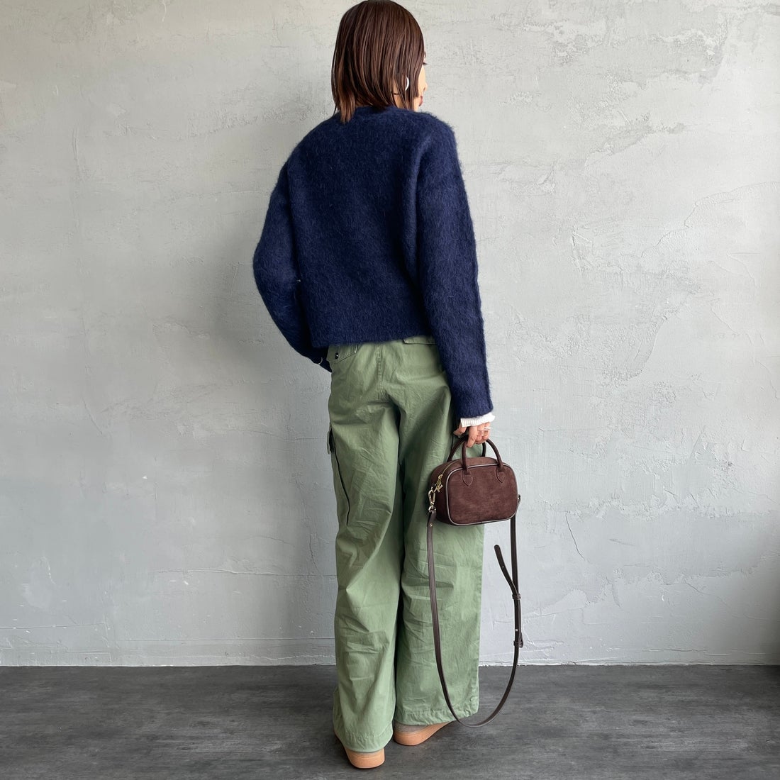 Gymphlex [ジムフレックス] クルーネック ショートカーディガン [GY-D0098SGK] DK.NAVY &&モデル身長：159cm 着用サイズ：14&&