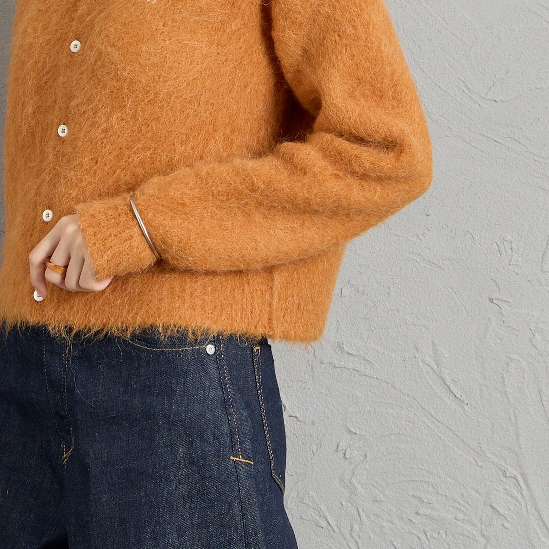 Gymphlex [ジムフレックス] クルーネック ショートカーディガン [GY-D0098SGK] ORANGE &&モデル身長：162cm 着用サイズ：14&&