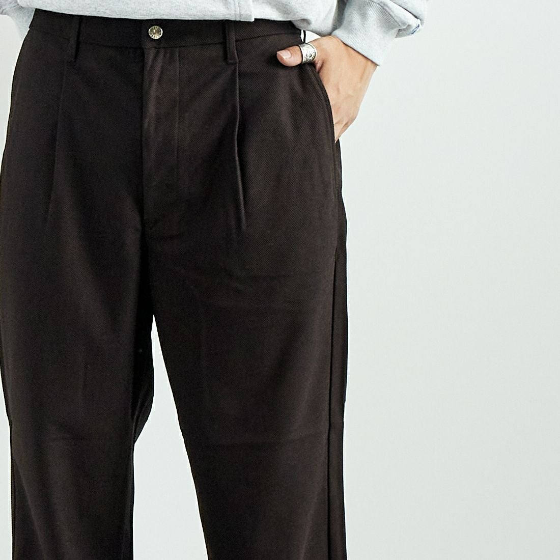 Jeans Factory Clothes [ジーンズファクトリークローズ] ウールライクニットツイルワイドテーパード [JFC-244-058] 54 BRN