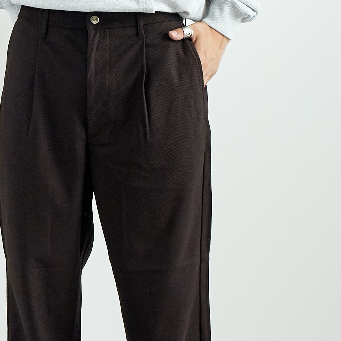 Jeans Factory Clothes [ジーンズファクトリークローズ] ウールライクニットツイルワイドテーパード [JFC-244-058] 54 BRN