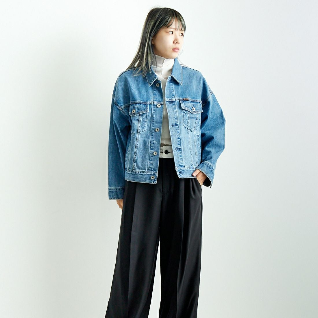 YANUK [ヤヌーク] ジーンジャケット [57143401] ULB &&モデル身長：167cm 着用サイズ：F&&