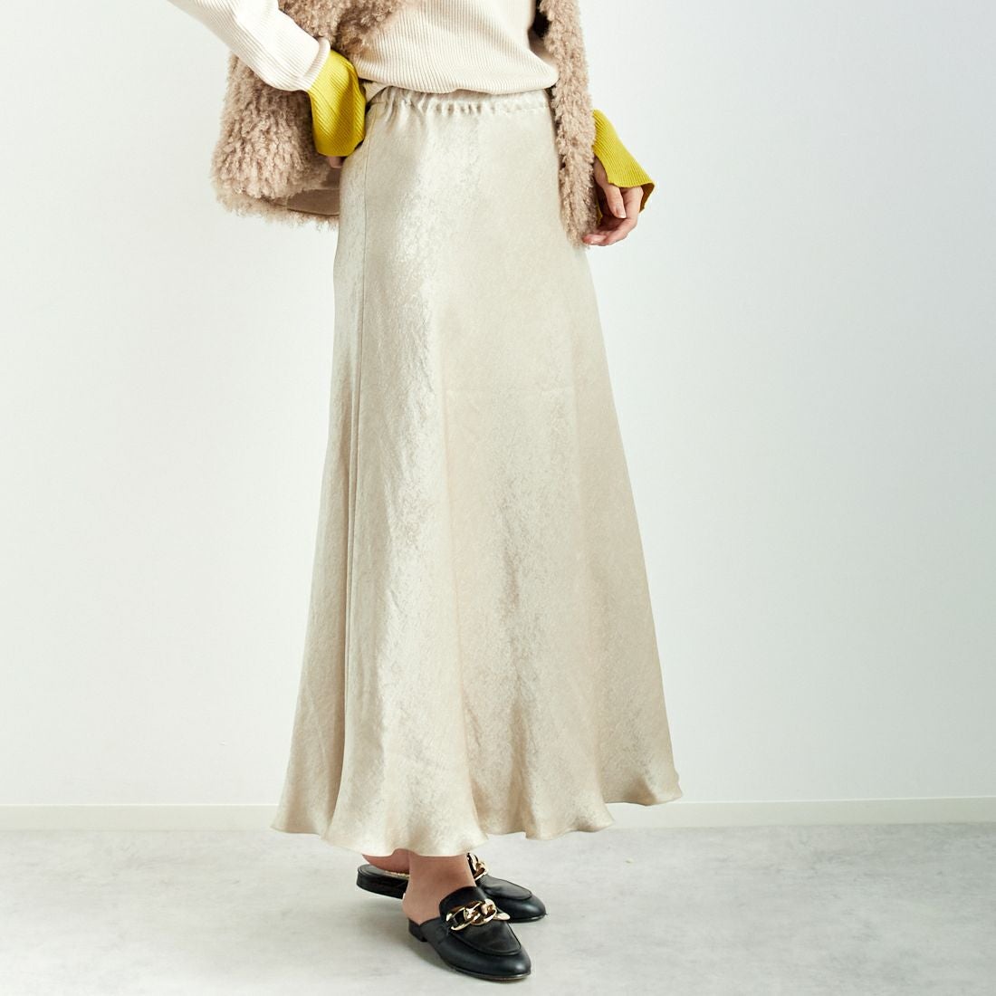 ma couleur [マ クルール] マーメイドバックテールスカート [J-4644] 810 ﾍﾞｰｼﾞｭ &&モデル身長：167cm 着用サイズ：36&&