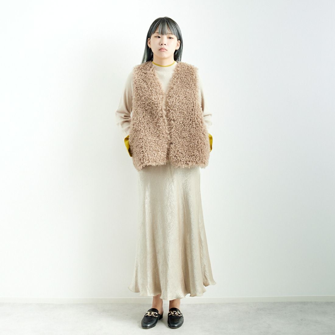 ma couleur [マ クルール] マーメイドバックテールスカート [J-4644] 810 ﾍﾞｰｼﾞｭ &&モデル身長：167cm 着用サイズ：36&&