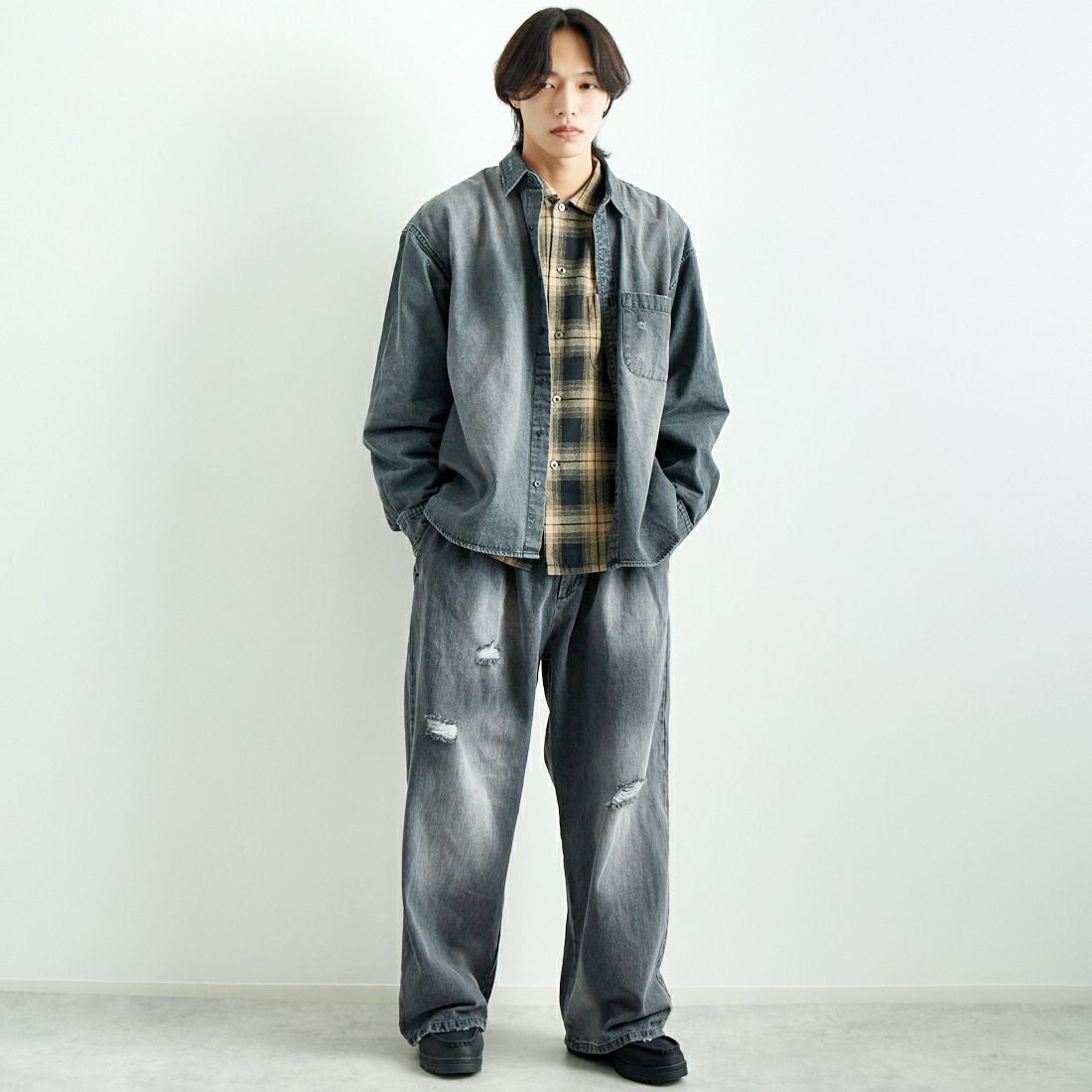 VALTA [ヴァルタ] 別注 ハカマパンツ [VA24AW3039-JF] 710 BLACK &&モデル身長：179cm 着用サイズ：M&&