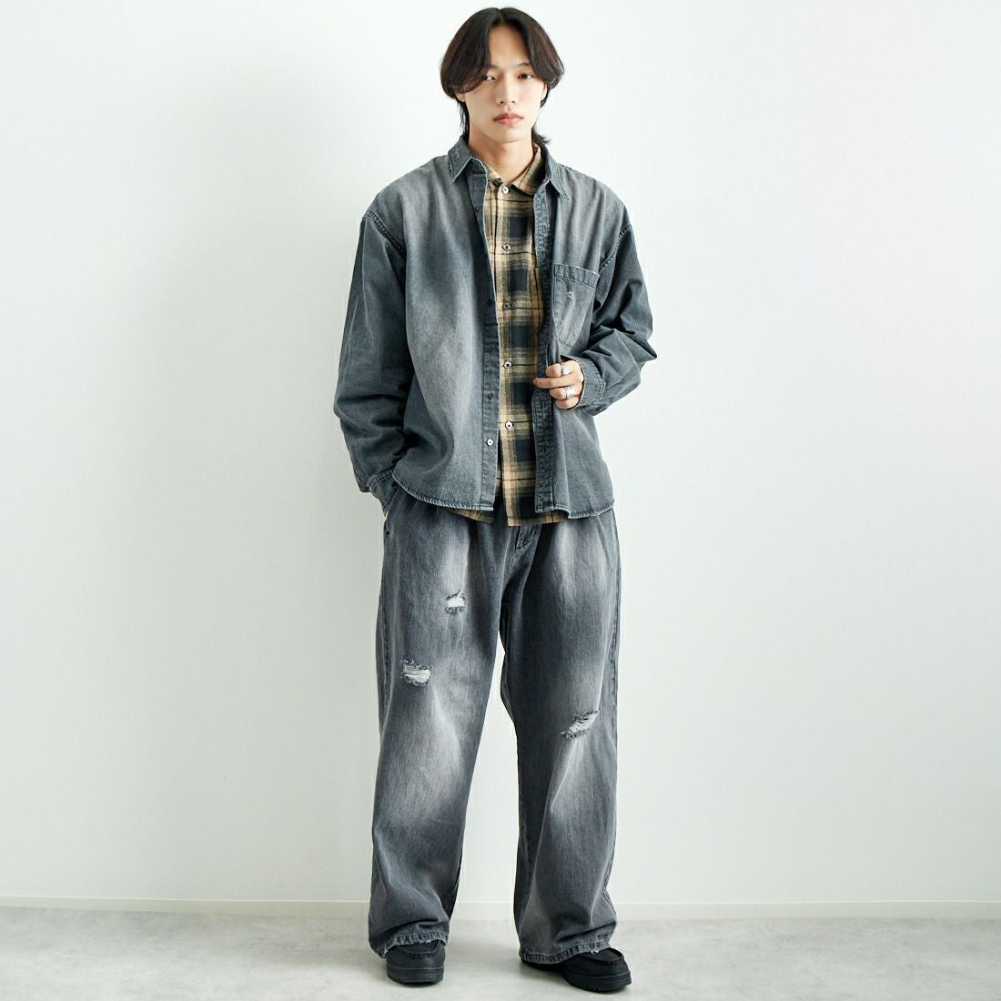 VALTA [ヴァルタ] 別注 ハカマパンツ [VA24AW3039-JF] 710 BLACK &&モデル身長：179cm 着用サイズ：M&&