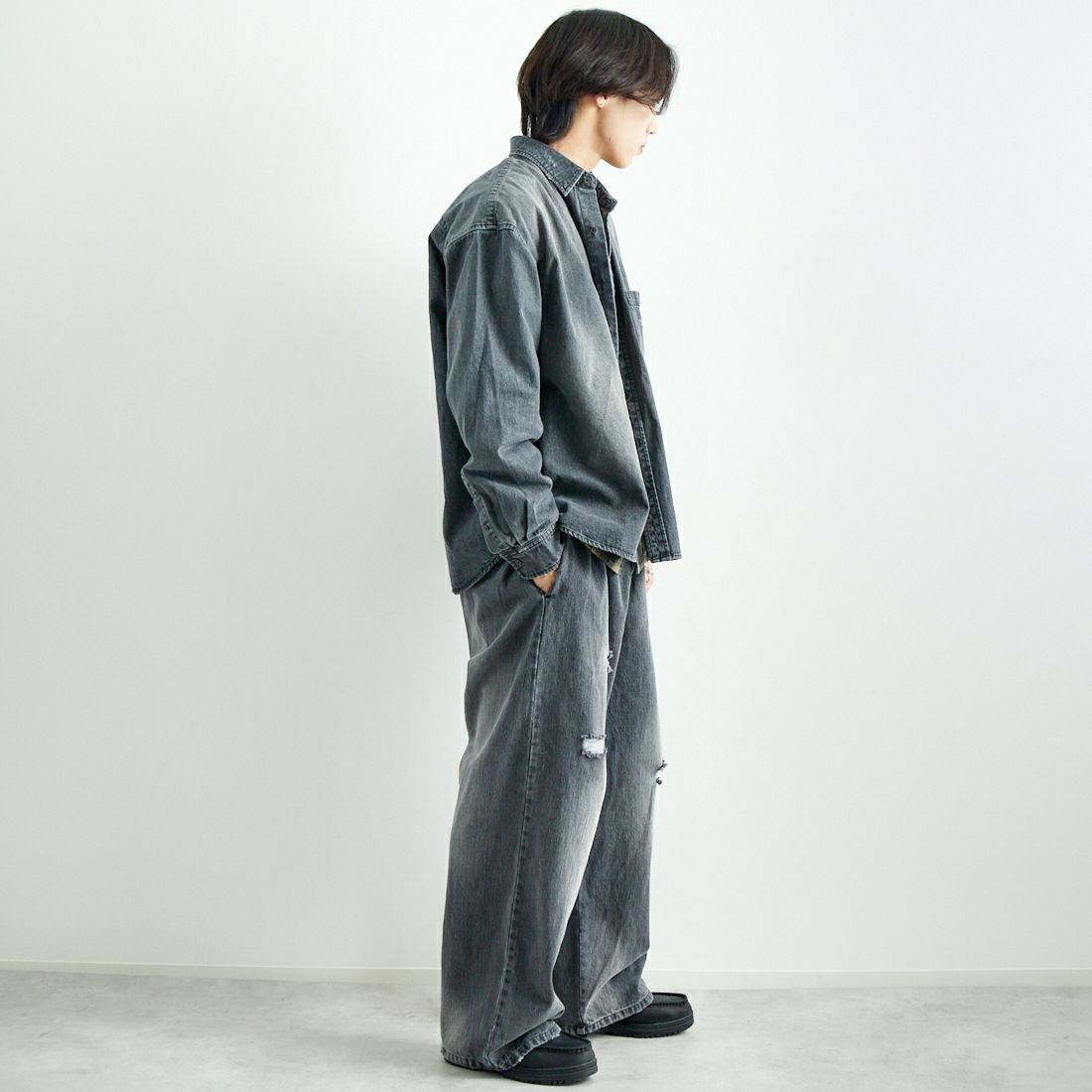 VALTA [ヴァルタ] 別注 ハカマパンツ [VA24AW3039-JF] 710 BLACK &&モデル身長：179cm 着用サイズ：M&&
