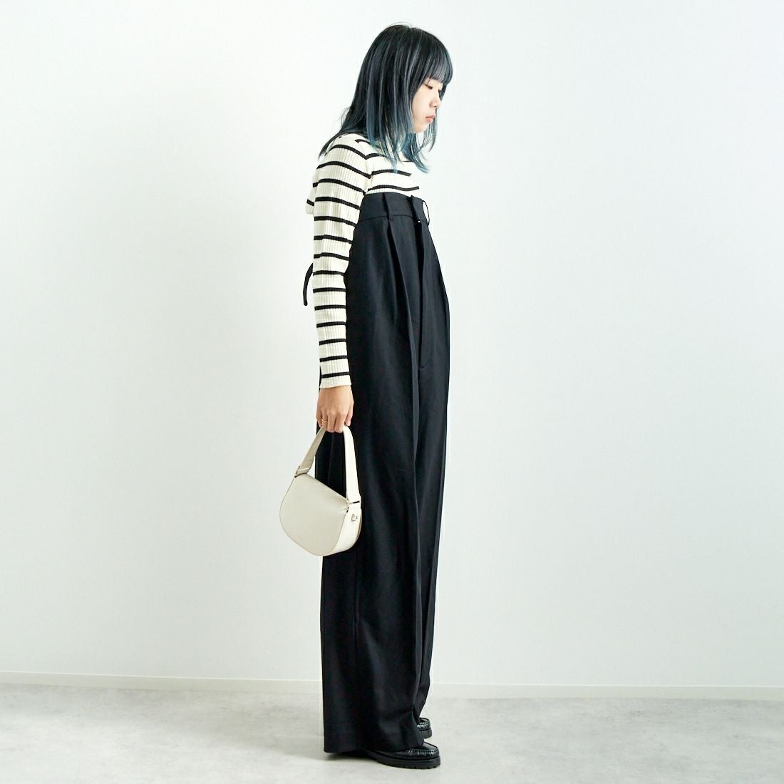 RhodolirioN [ロドリリオン] チューブトップジャンプスーツ フランネル [PS1029] BLACK &&モデル身長：167cm 着用サイズ：0&&