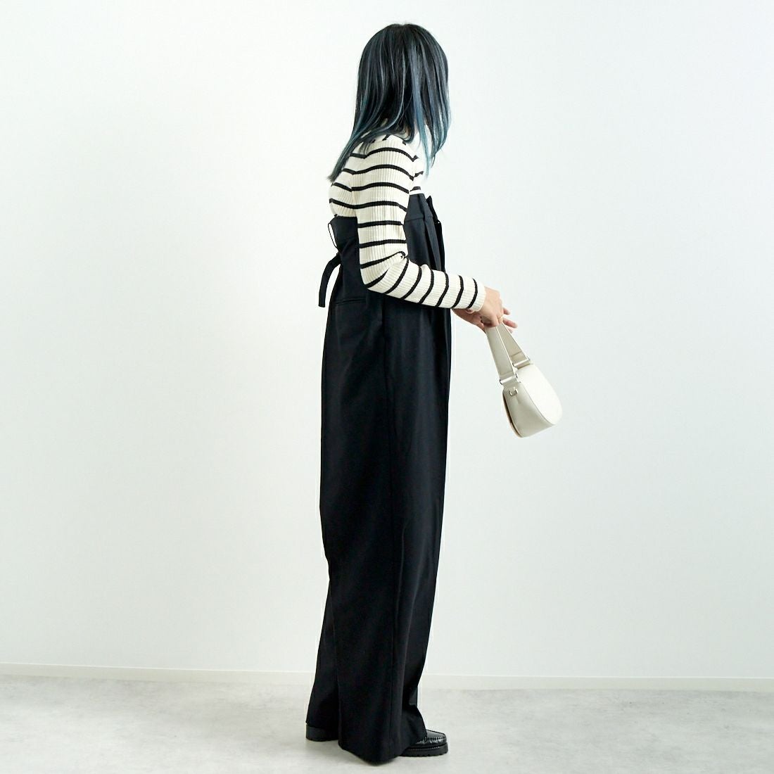 RhodolirioN [ロドリリオン] チューブトップジャンプスーツ フランネル [PS1029] BLACK &&モデル身長：167cm 着用サイズ：0&&