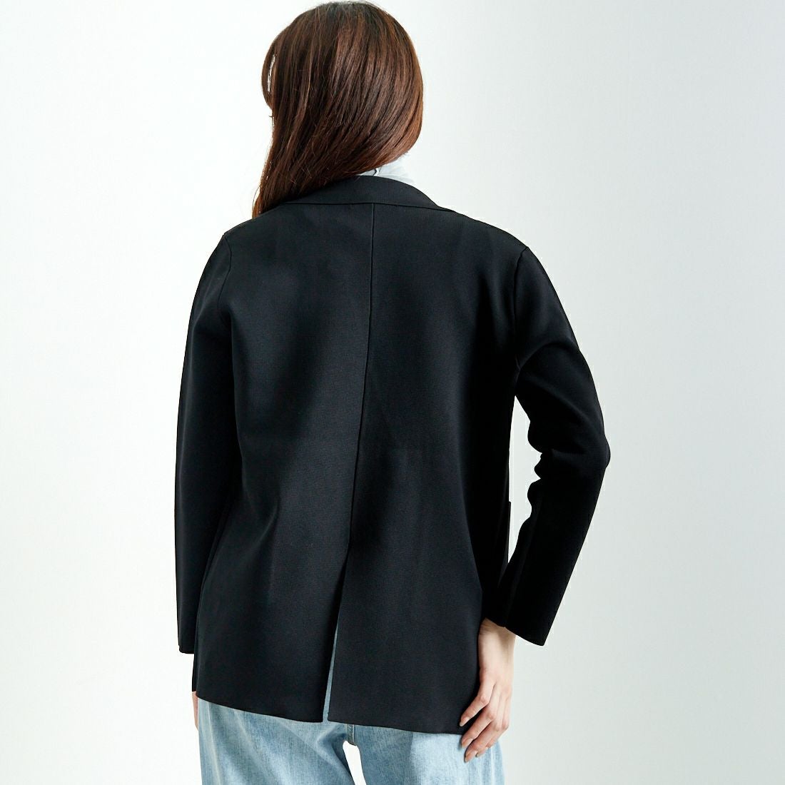 Jeans Factory Clothes [ジーンズファクトリークローズ] ニットテーラードジャケット [11243811] ﾌﾞﾗｯｸ &&モデル身長：167cm 着用サイズ：F&&