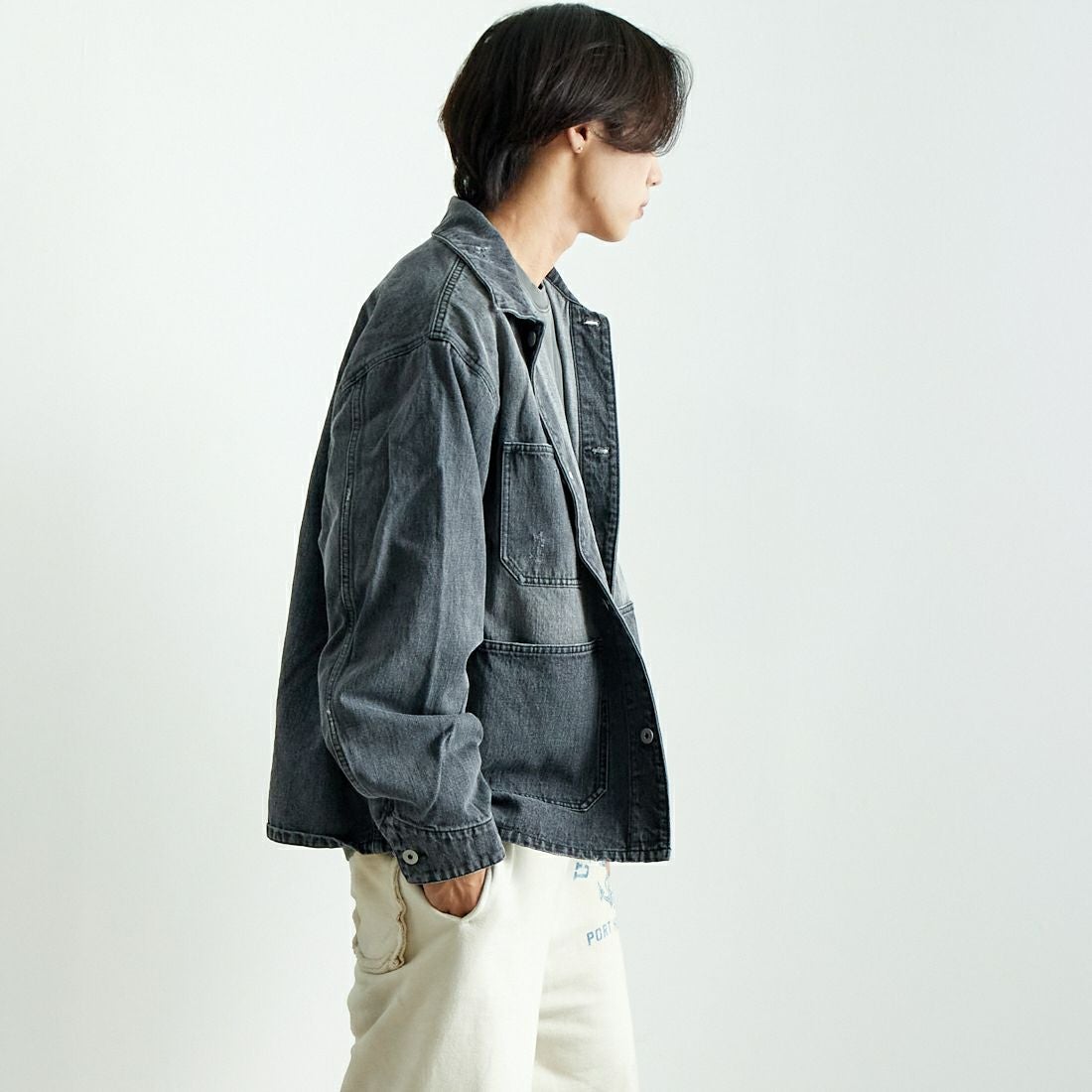 VALTA [ヴァルタ] 別注 カバーオールジャケット [VA24AW3038-JF] 710 BLACK &&モデル身長：179cm 着用サイズ：L&&