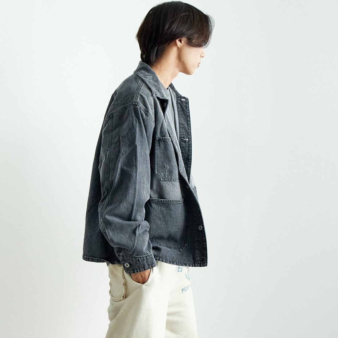 VALTA [ヴァルタ] 別注 カバーオールジャケット [VA24AW3038-JF] 710 BLACK &&モデル身長：179cm 着用サイズ：L&&