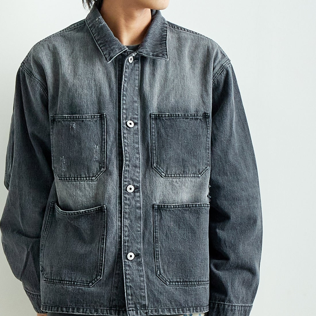 VALTA [ヴァルタ] 別注 カバーオールジャケット [VA24AW3038-JF] 710 BLACK &&モデル身長：179cm 着用サイズ：L&&