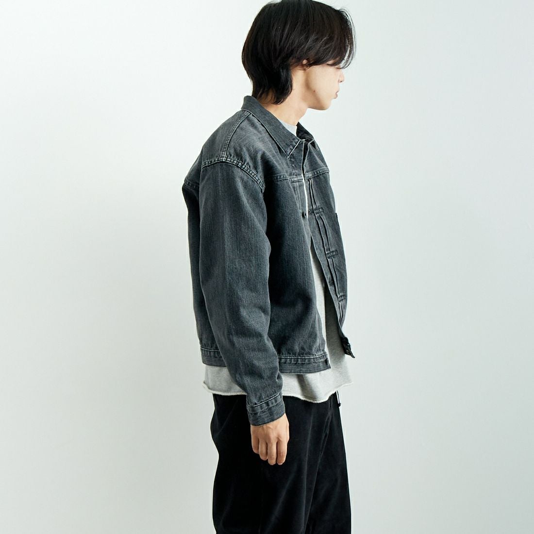 orSlow [オアスロウ] WW2 TYPE1 ブラックデニムジャケット [03-6016] D61S BLK D &&モデル身長：179cm 着用サイズ：5&&