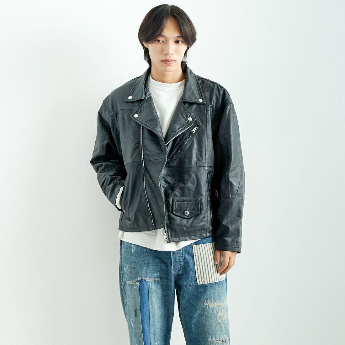 新品未使用タグあり　GILFYツインライダーズジャケット 正規取扱店 666 LEATHER WEAR LJM-1TFTW タイトフィット ツイン