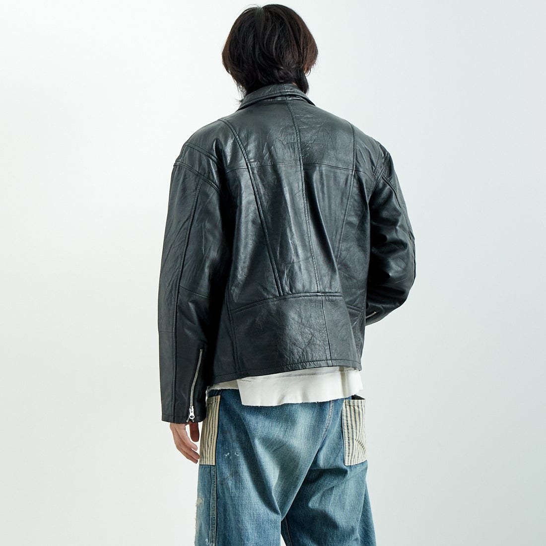 yoused [ユーズド] 別注 ライダースジャケット [JFY-244-093-FY] BLACK &&モデル身長：179cm 着用サイズ：2&&