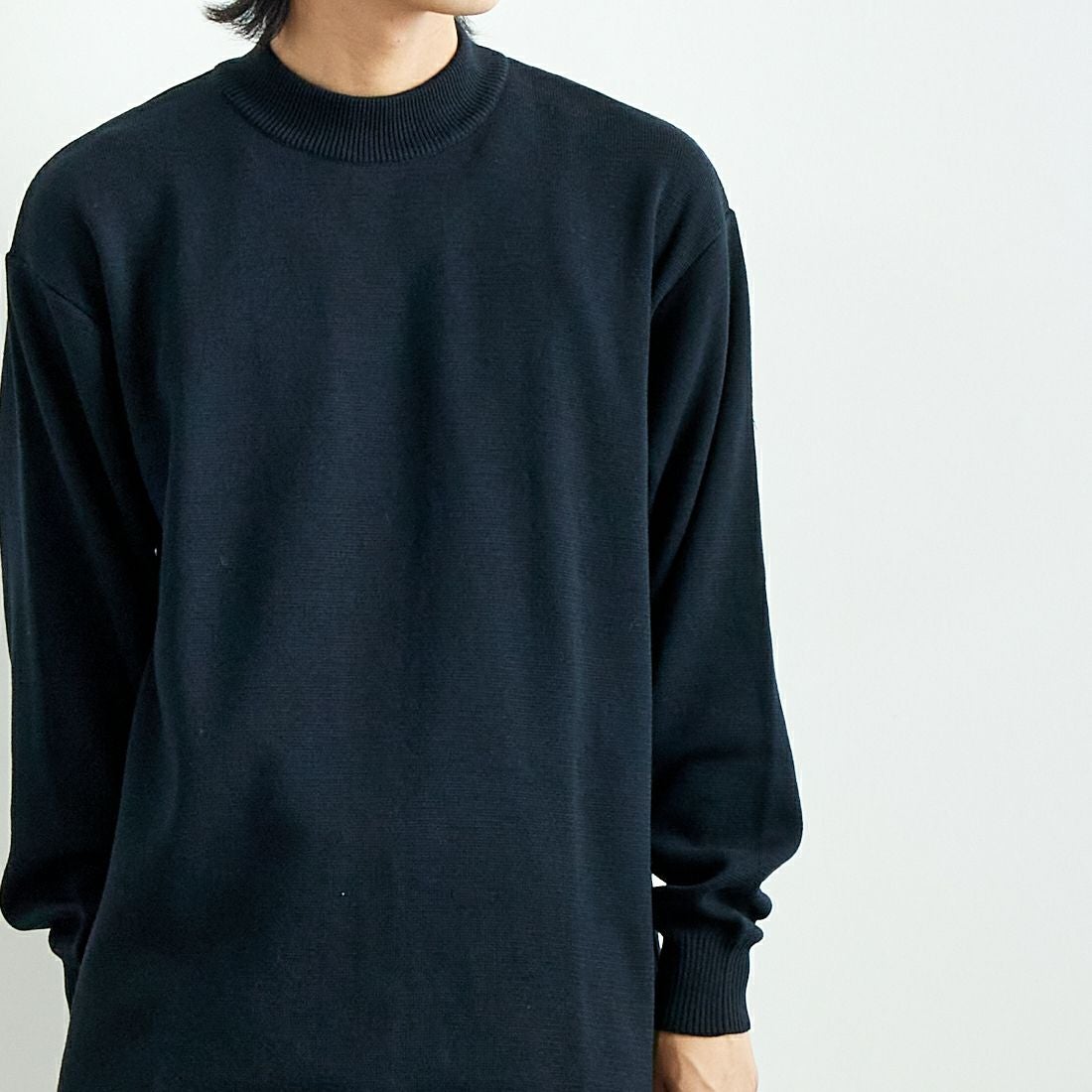 Noir Fabrik [ヌワールファブリック] ミラノリブモックネックニット [NF-244-068] BLK &&モデル身長：179cm 着用サイズ：L&&