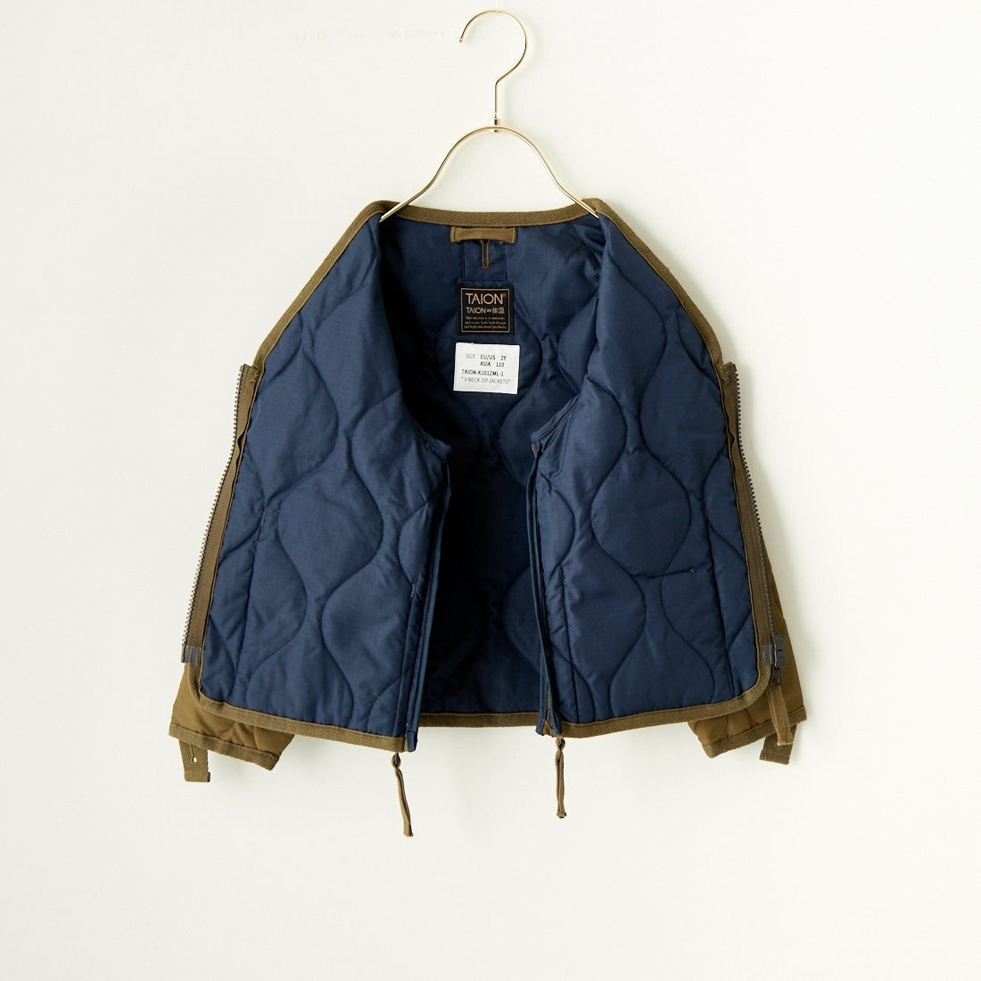 TAION [タイオン] キッズミリタリー Vネックジップダウンジャケット [TAION-K101ZML-1] D.OLIVE