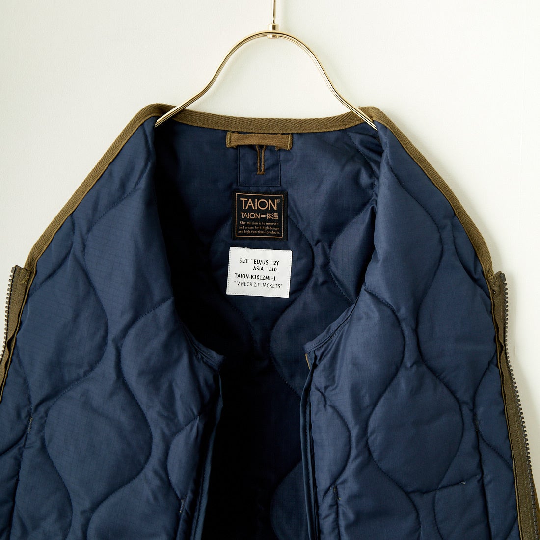 TAION [タイオン] キッズミリタリー Vネックジップダウンジャケット [TAION-K101ZML-1] D.OLIVE
