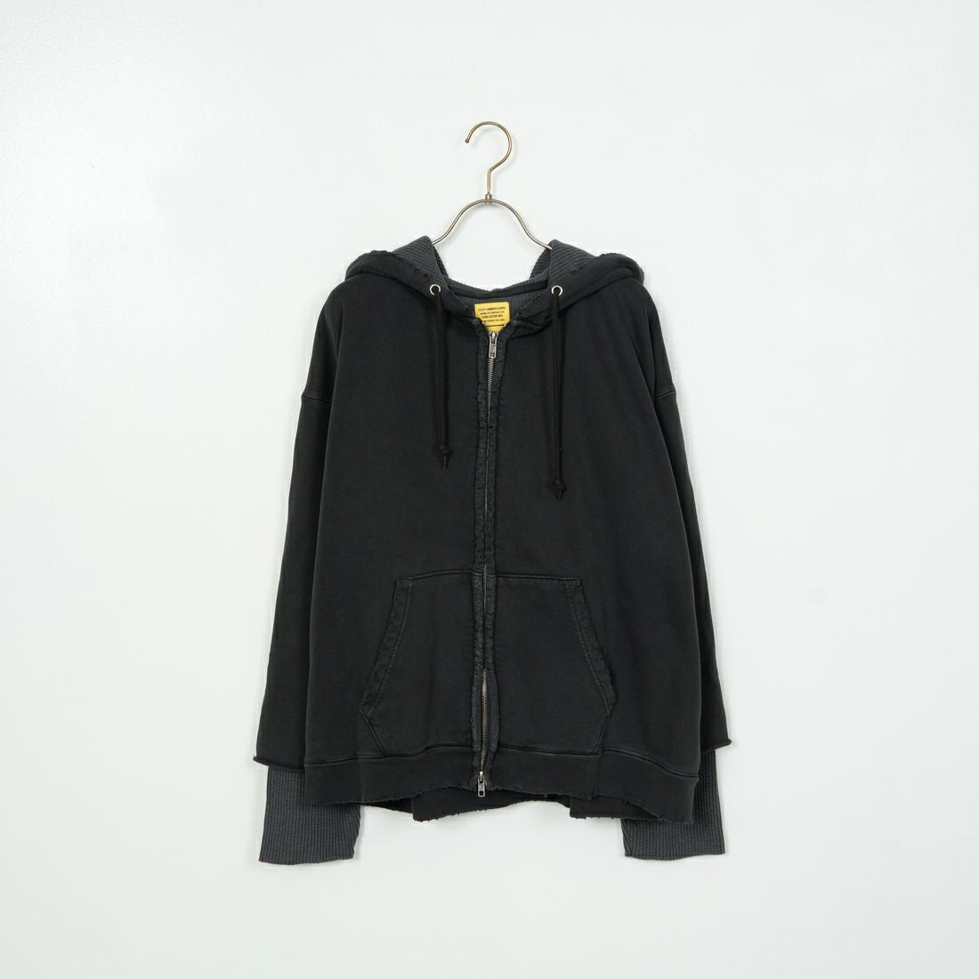 Jeans Factory Clothes [ジーンズファクトリークローズ] ピグメント ヘビー裏毛サーマルカットジップパーカー [2423-INM1] BLACK